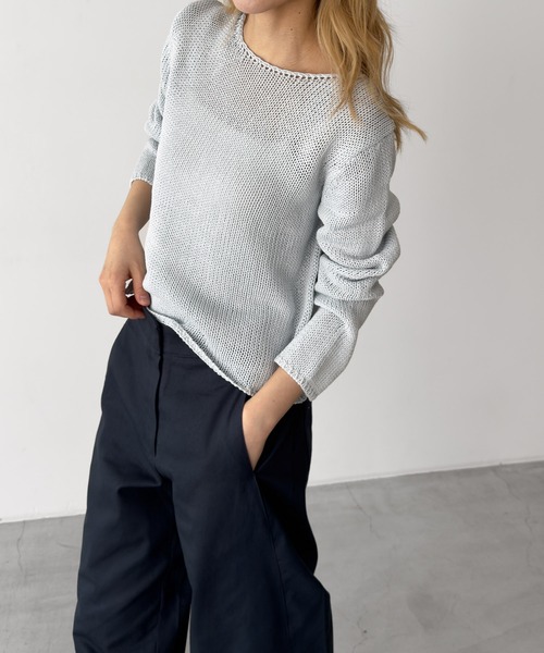 CANAL JEAN(キャナルジーン)の「El mar ペーパーボートニット(ニット/セーター・レディース・サックスブルー/アイボリー/イエロー/ベージュ・ONE SIZE)」の11枚目の写真