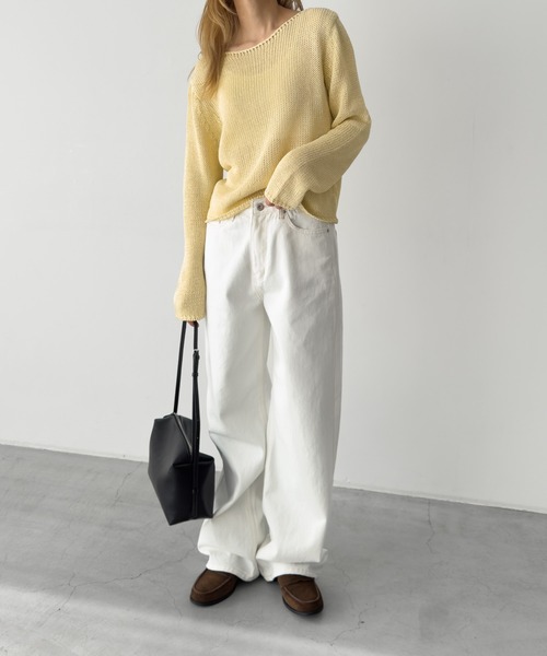 CANAL JEAN(キャナルジーン)の「El mar ペーパーボートニット(ニット/セーター・レディース・サックスブルー/アイボリー/イエロー/ベージュ・ONE SIZE)」の5枚目の写真