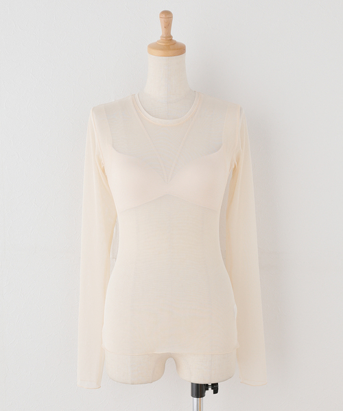 NICENICE MOMENT(ナイスナイスモーメント)の「NICENICE MOMENT/ナイスナイスモーメント MESH LS SHELL(その他アンダーウェア/インナー・レディース・ブラック/ベージュ・38/36)」の1枚目の写真