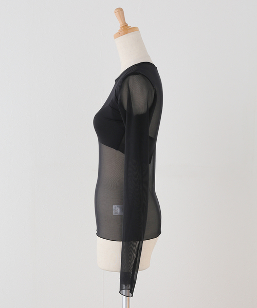 NICENICE MOMENT(ナイスナイスモーメント)の「NICENICE MOMENT/ナイスナイスモーメント MESH LS SHELL(その他アンダーウェア/インナー・レディース・ブラック/ベージュ・38/36)」の3枚目の写真