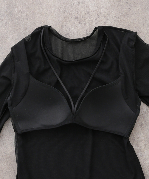 NICENICE MOMENT(ナイスナイスモーメント)の「NICENICE MOMENT/ナイスナイスモーメント MESH LS SHELL(その他アンダーウェア/インナー・レディース・ブラック/ベージュ・38/36)」の6枚目の写真