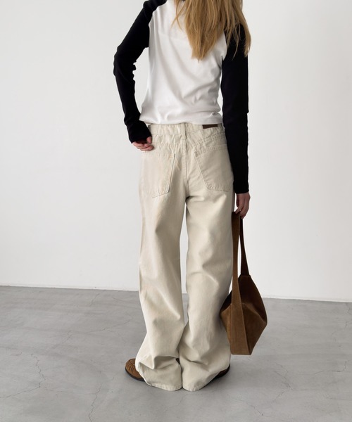 CANAL JEAN（キャナルジーン）の「El mar　キャンバスストレートパンツ（その他パンツ・レディース・ライトベージュ/ブラック・MEDIUM/SMALL）」の4枚目の写真