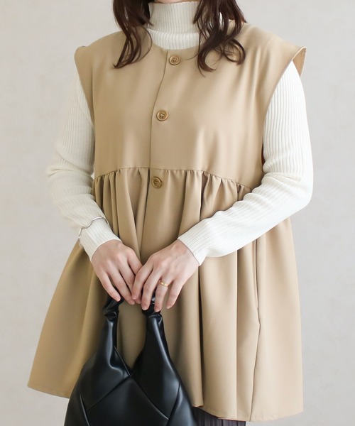 Social GIRL（ソーシャルガール）の「●Social GIRL●ノーカラーペプラムベスト（ベスト・レディース・ネイビー/ベージュ・M）」の12枚目の写真