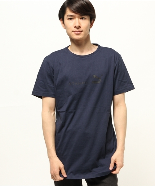 PUMA（プーマ）の「STAMPD BASIC PRINT T（Tシャツ/カットソー・メンズ・ブラック/ホワイト/ネイビー/グレー・SMALL/LARGE/MEDIUM）」の4枚目の写真