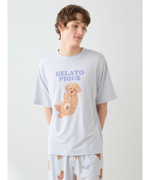 HOMME】ドッグワンポイントTシャツ（ルームウェア/パジャマ）｜gelato