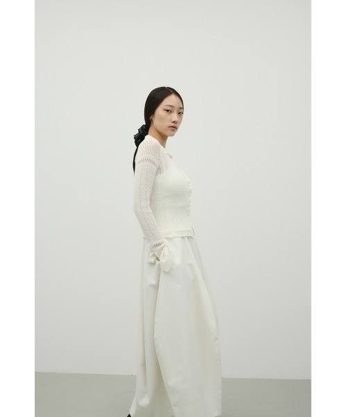 STYLEMIXER（スタイルミキサー）の「アイレットレースニットポロ（ニット/セーター・レディース・ブラック/ホワイト/グリーン・FREE）」の6枚目の写真