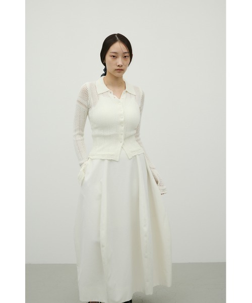 STYLEMIXER（スタイルミキサー）の「アイレットレースニットポロ（ニット/セーター・レディース・ブラック/ホワイト/グリーン・FREE）」の7枚目の写真