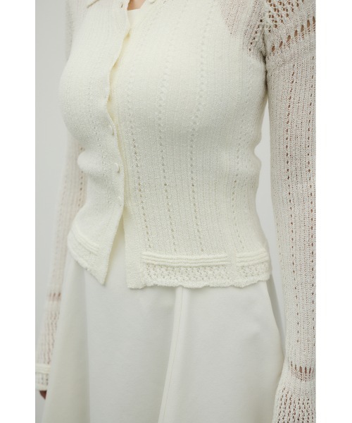 STYLEMIXER（スタイルミキサー）の「アイレットレースニットポロ（ニット/セーター・レディース・ブラック/ホワイト/グリーン・FREE）」の10枚目の写真