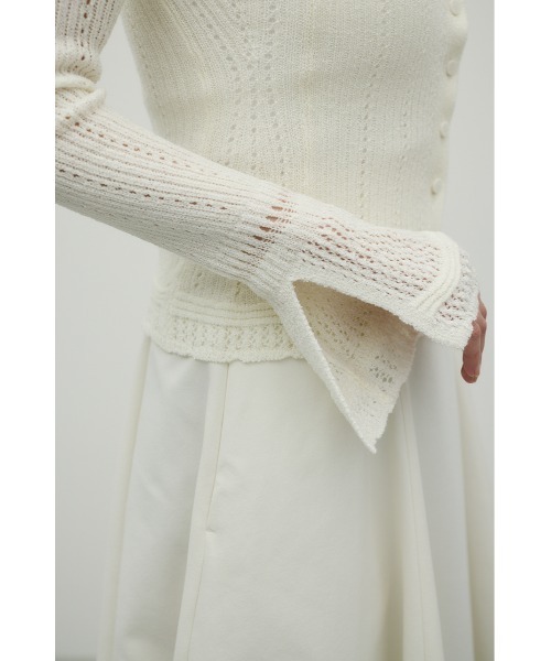 STYLEMIXER（スタイルミキサー）の「アイレットレースニットポロ（ニット/セーター・レディース・ブラック/ホワイト/グリーン・FREE）」の11枚目の写真