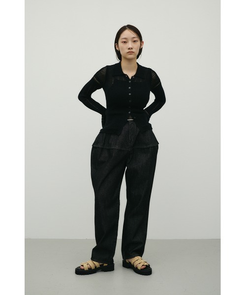 STYLEMIXER（スタイルミキサー）の「アイレットレースニットポロ（ニット/セーター・レディース・ブラック/ホワイト/グリーン・FREE）」の15枚目の写真