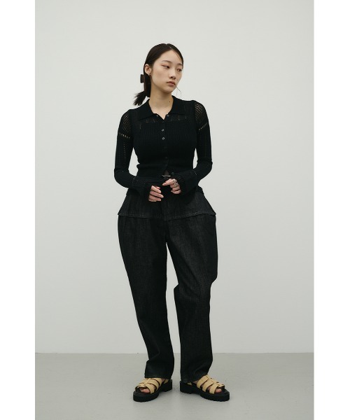 STYLEMIXER（スタイルミキサー）の「アイレットレースニットポロ（ニット/セーター・レディース・ブラック/ホワイト/グリーン・FREE）」の16枚目の写真