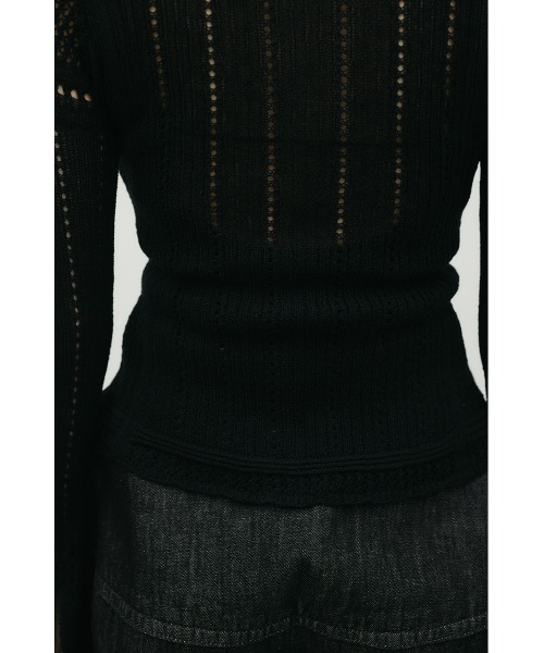 STYLEMIXER（スタイルミキサー）の「アイレットレースニットポロ（ニット/セーター・レディース・ブラック/ホワイト/グリーン・FREE）」の21枚目の写真