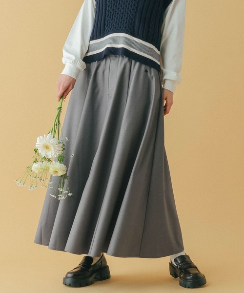 RAGEBLUE（レイジブルー）の「＜POLO BCS/ポロ・ビーシーエス＞別注/ボリュームタックフレアスカート（スカート・レディース・ライトベージュ/ブラック系/グレー・FREE）」の3枚目の写真