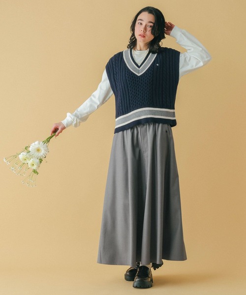 RAGEBLUE（レイジブルー）の「＜POLO BCS/ポロ・ビーシーエス＞別注/ボリュームタックフレアスカート（スカート・レディース・ライトベージュ/ブラック系/グレー・FREE）」の12枚目の写真