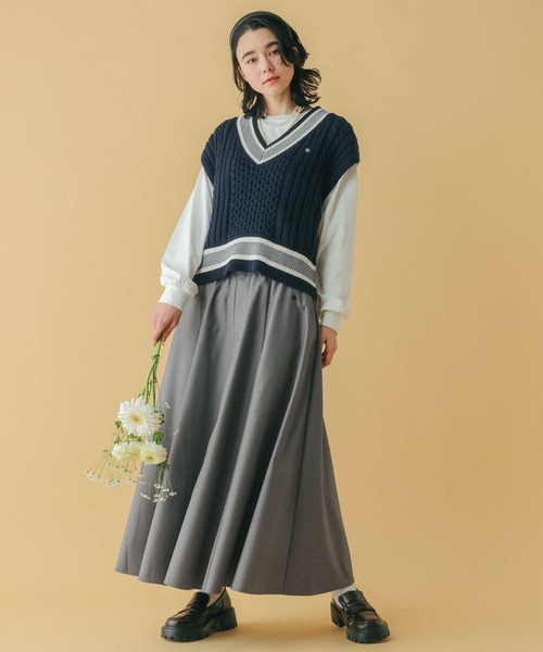 RAGEBLUE（レイジブルー）の「＜POLO BCS/ポロ・ビーシーエス＞別注/ボリュームタックフレアスカート（スカート・レディース・ライトベージュ/ブラック系/グレー・FREE）」の13枚目の写真