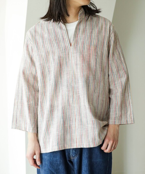 fennica（フェニカ）の「久留米絣 プルオーバーシャツ（シャツ/ブラウス・メンズ・イエロー/その他/その他1・LARGE/MEDIUM）」の2枚目の写真