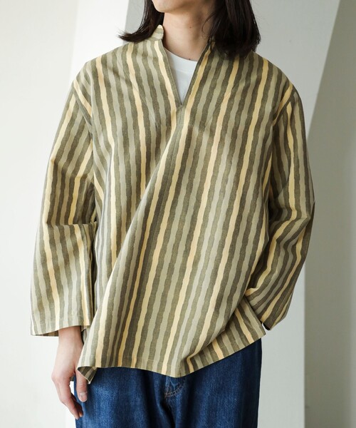 fennica（フェニカ）の「久留米絣 プルオーバーシャツ（シャツ/ブラウス・メンズ・イエロー/その他/その他1・LARGE/MEDIUM）」の4枚目の写真