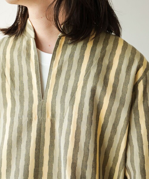 fennica（フェニカ）の「久留米絣 プルオーバーシャツ（シャツ/ブラウス・メンズ・イエロー/その他/その他1・LARGE/MEDIUM）」の6枚目の写真