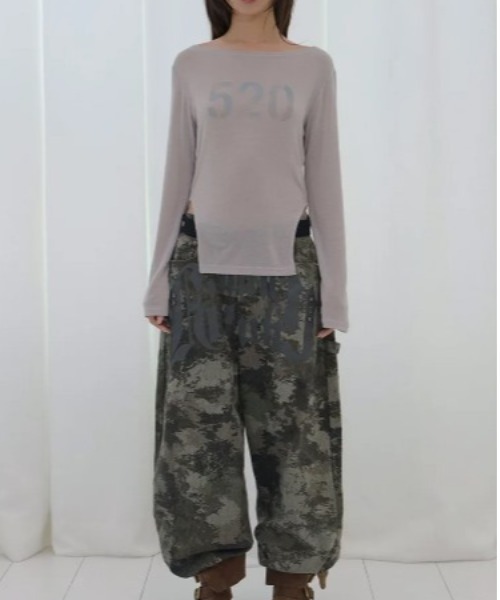 FANCY CLUB(ファンシークラブ)の「◇FANCYCLUB◇ブランド直輸入正規品/トゥース ジャム ワイド デニム パンツ TOOTH JAM WIDE DENIM PANTS(デニムパンツ・レディース・カモフラージュ/ブラック・M/S)」の3枚目の写真