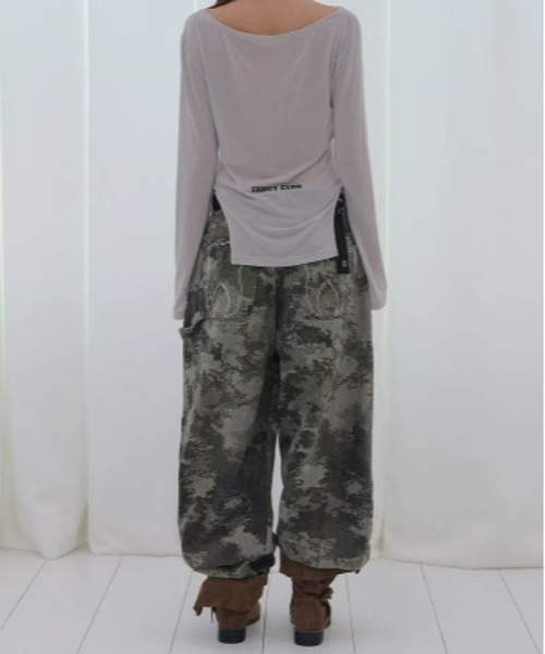 FANCY CLUB(ファンシークラブ)の「◇FANCYCLUB◇ブランド直輸入正規品/トゥース ジャム ワイド デニム パンツ TOOTH JAM WIDE DENIM PANTS(デニムパンツ・レディース・カモフラージュ/ブラック・M/S)」の4枚目の写真