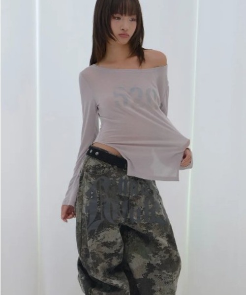 FANCY CLUB(ファンシークラブ)の「◇FANCYCLUB◇ブランド直輸入正規品/トゥース ジャム ワイド デニム パンツ TOOTH JAM WIDE DENIM PANTS(デニムパンツ・レディース・カモフラージュ/ブラック・M/S)」の6枚目の写真