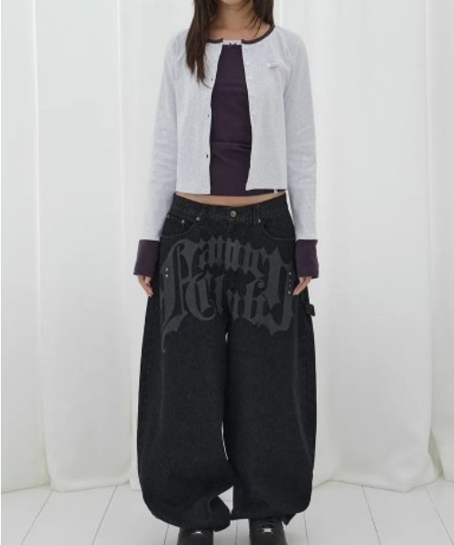 FANCY CLUB(ファンシークラブ)の「◇FANCYCLUB◇ブランド直輸入正規品/トゥース ジャム ワイド デニム パンツ TOOTH JAM WIDE DENIM PANTS(デニムパンツ・レディース・カモフラージュ/ブラック・M/S)」の7枚目の写真
