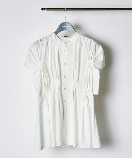 Cotton Bundled Tuck Blouse / コットンバンドルタックブラウス