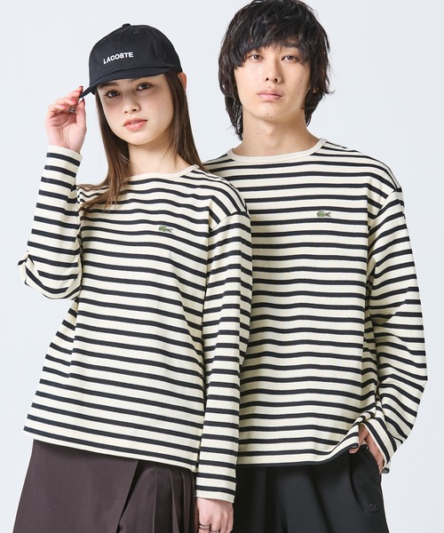 LACOSTE ラコステ　レディース　ボーダー長袖　サイズ40 *新品未使用 セール】スクエアネックボーダー長袖Tシャツ（Tシャツ/カットソー