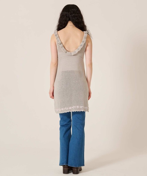 TINA:JOJUN(ティーナジョジュン)の「ハンド刺繍入り 透かし編み ニットワンピース TINA:JOJUN(ワンピース・レディース・アイボリー/グレー・M)」の18枚目の写真