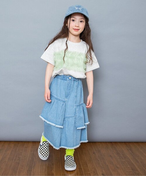 BREEZE(ブリーズ)の「【WEB限定】チューブトップチュール半袖Tシャツ(Tシャツ/カットソー・キッズ・ピンク/レッド/ブラック/アイボリー/オフホワイト・90/100/110/120/130/140)」の6枚目の写真