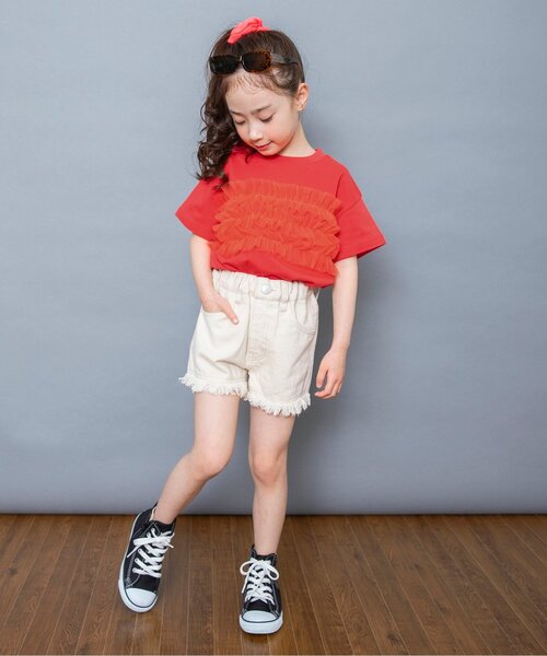 BREEZE(ブリーズ)の「【WEB限定】チューブトップチュール半袖Tシャツ(Tシャツ/カットソー・キッズ・ピンク/レッド/ブラック/アイボリー/オフホワイト・90/100/110/120/130/140)」の9枚目の写真