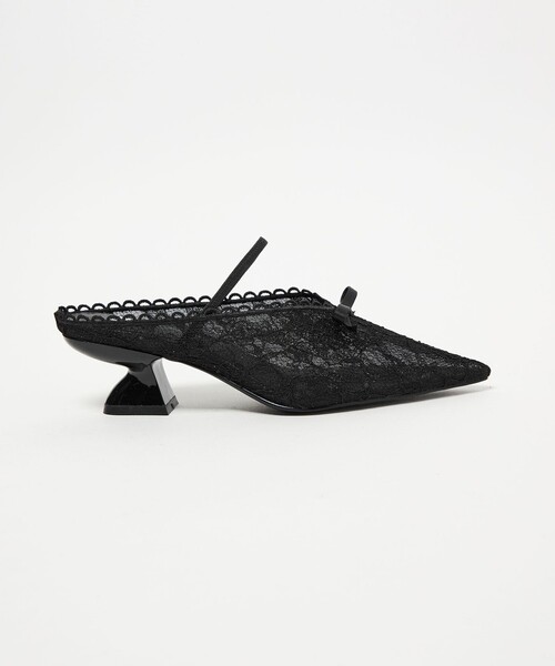 SY UNITED ARROWS（シーユナイテッドアローズ）の「＜SY＞シェイプヒールリボンミュール LA サンダル50↑（サンダル・レディース・ブラック・25cm/24.5cm/24cm/23.5cm/23cm/22.5cm/22cm）」の4枚目の写真