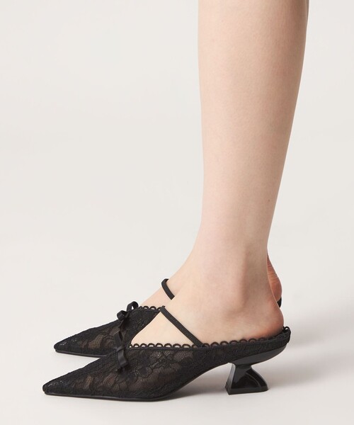 SY UNITED ARROWS（シーユナイテッドアローズ）の「＜SY＞シェイプヒールリボンミュール LA サンダル50↑（サンダル・レディース・ブラック・25cm/24.5cm/24cm/23.5cm/23cm/22.5cm/22cm）」の10枚目の写真