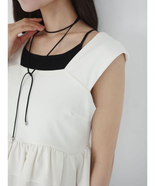 LAGUNAMOON（ラグナムーン）の「カーブペプラムカットノースリトップス（タンクトップ・レディース・ホワイト/ブラック/ブラウン・FREE）」の9枚目の写真