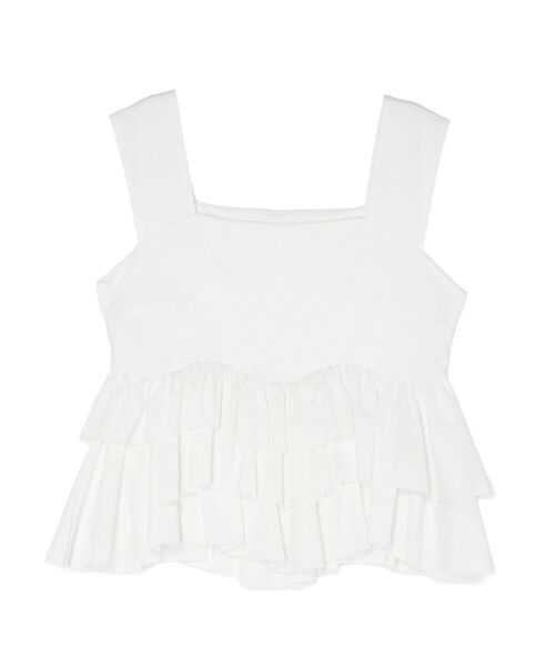 LAGUNAMOON（ラグナムーン）の「カーブペプラムカットノースリトップス 【夏服】【レイヤードトップス】（タンクトップ・レディース・ホワイト/ブラック/ブラウン・FREE）」の18枚目の写真