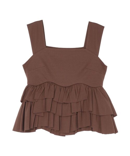 LAGUNAMOON（ラグナムーン）の「カーブペプラムカットノースリトップス 【夏服】【レイヤードトップス】（タンクトップ・レディース・ホワイト/ブラック/ブラウン・FREE）」の19枚目の写真