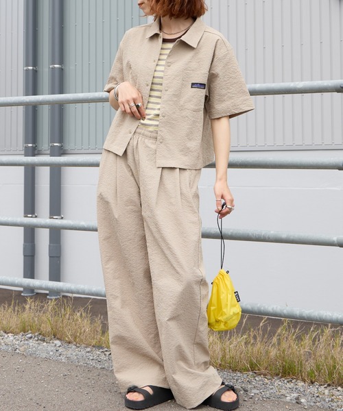 別注 泡泡紗夏日度假 寬版長褲套裝