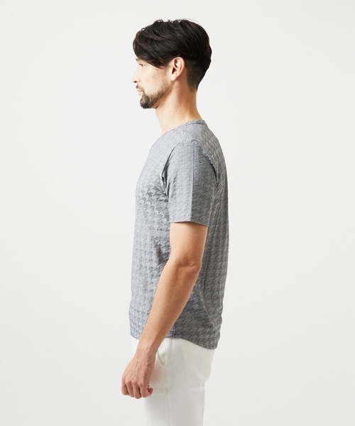 MICHEL KLEIN HOMME (ミッシェルクランオム)の「《日本製》千鳥リンクスVネック半袖カットソー(Tシャツ/カットソー・メンズ・ホワイト/ネイビー/ダークグレー・MEDIUM/LARGE/X-LARGE)」の9枚目の写真