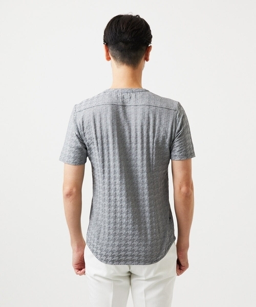 MICHEL KLEIN HOMME (ミッシェルクランオム)の「《日本製》千鳥リンクスVネック半袖カットソー(Tシャツ/カットソー・メンズ・ホワイト/ネイビー/ダークグレー・MEDIUM/LARGE/X-LARGE)」の10枚目の写真
