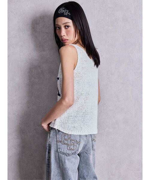 GYDA（ジェイダ）の「LAXテープヤーンニットタンクトップ（タンクトップ・レディース・パープル/オフホワイト・FREE）」の5枚目の写真