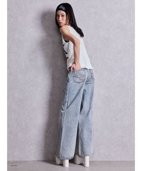 GYDA（ジェイダ）の「LAXテープヤーンニットタンクトップ（タンクトップ・レディース・パープル/オフホワイト・FREE）」の8枚目の写真