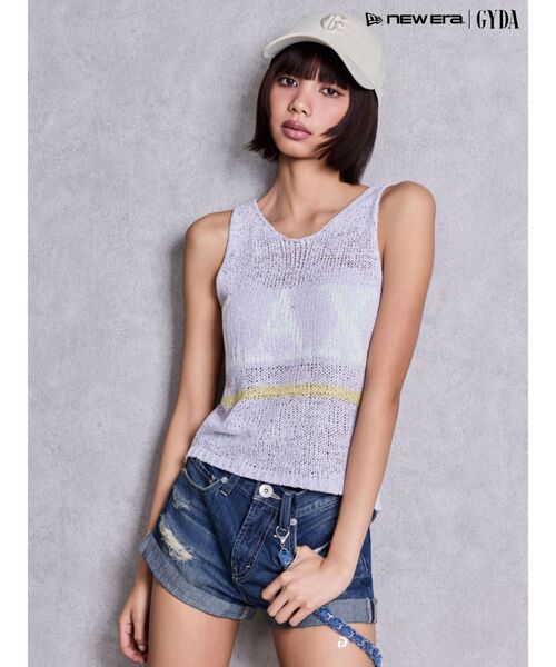 GYDA（ジェイダ）の「LAXテープヤーンニットタンクトップ（タンクトップ・レディース・パープル/オフホワイト・FREE）」の9枚目の写真