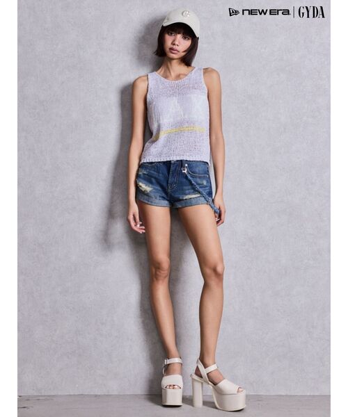 GYDA（ジェイダ）の「LAXテープヤーンニットタンクトップ（タンクトップ・レディース・パープル/オフホワイト・FREE）」の12枚目の写真