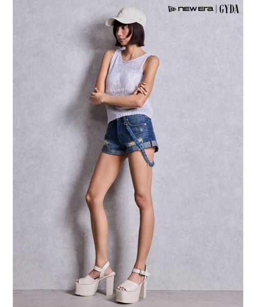 GYDA（ジェイダ）の「LAXテープヤーンニットタンクトップ（タンクトップ・レディース・パープル/オフホワイト・FREE）」の14枚目の写真