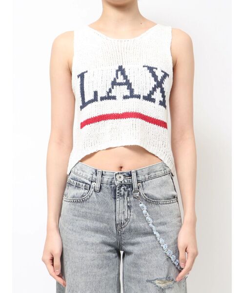 GYDA（ジェイダ）の「LAXテープヤーンニットタンクトップ（タンクトップ・レディース・パープル/オフホワイト・FREE）」の15枚目の写真