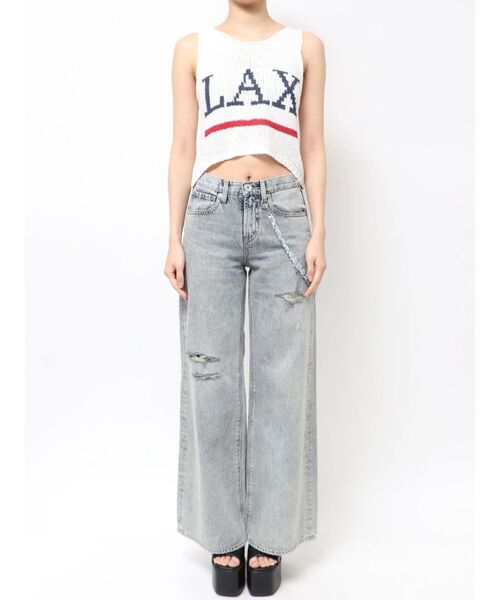 GYDA（ジェイダ）の「LAXテープヤーンニットタンクトップ（タンクトップ・レディース・パープル/オフホワイト・FREE）」の22枚目の写真