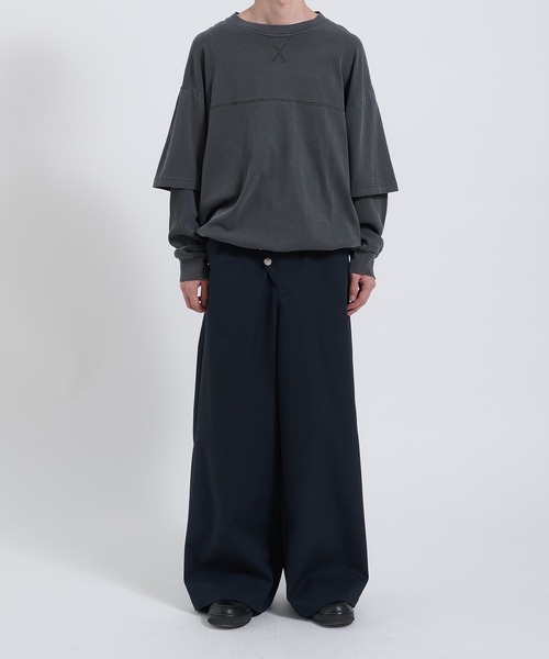Perushu(ペルーシュ)の「SAILOR STYLE ASYMMETRIC BUTTON WIDE SLACKS/セーラーデザインアシンメトリーボタンワイドスラックス(スラックス・メンズ・ネイビー/カーキ・LARGE/SMALL/MEDIUM)」の18枚目の写真