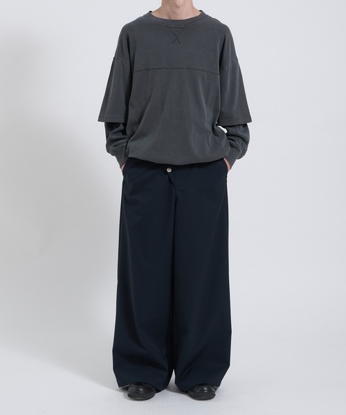 Perushu(ペルーシュ)の「SAILOR STYLE ASYMMETRIC BUTTON WIDE SLACKS/セーラーデザインアシンメトリーボタンワイドスラックス(スラックス・メンズ・ネイビー/カーキ・LARGE/SMALL/MEDIUM)」の19枚目の写真