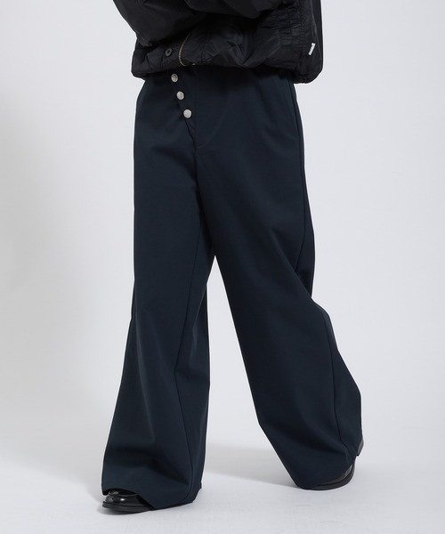 Perushu(ペルーシュ)の「SAILOR STYLE ASYMMETRIC BUTTON WIDE SLACKS/セーラーデザインアシンメトリーボタンワイドスラックス(スラックス・メンズ・ネイビー/カーキ・LARGE/SMALL/MEDIUM)」の16枚目の写真
