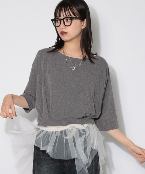 PAGEBOY(ページボーイ)の「【マルチWAYネック】ルーズネックショートタックT(Tシャツ/カットソー・レディース・グレー/オフホワイト/ブラック・FREE)」の3枚目の写真